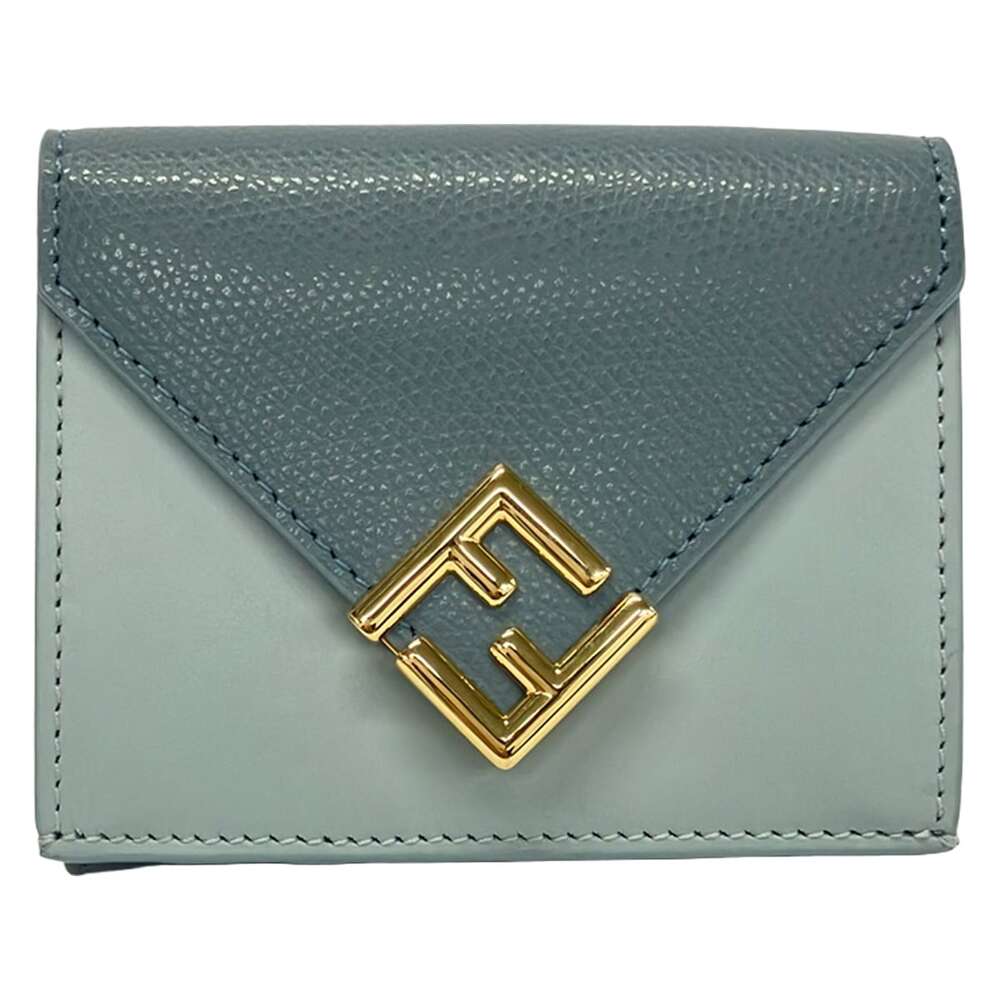Fendi FF Diamond Trifold Wallet 8M0480 Blue Gray Light Blue